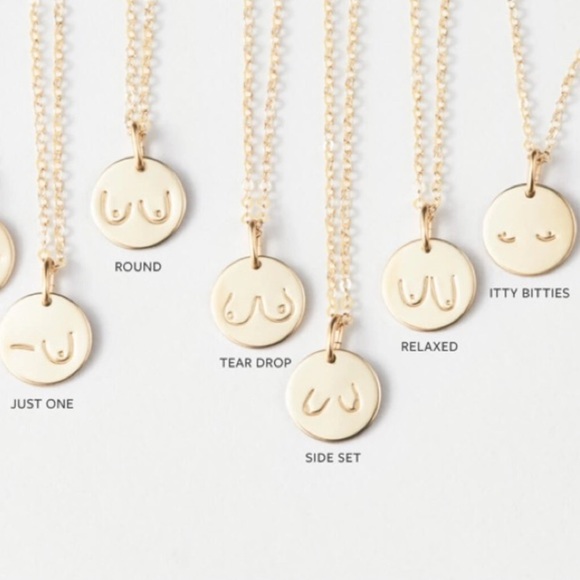 Side Set Boobs/Breasts Feminist Charm Necklace - Picture 4 of 9